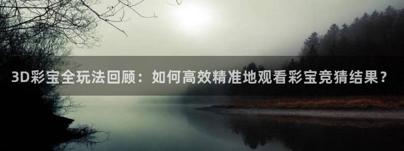 彩神帝：3D彩宝全玩法回顾：如何高效精准地观看彩宝竞猜结果？
